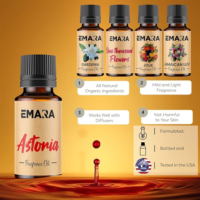 EMARA All Natural Floral Jamaican Lust Essential Oil for Diffusers, Skin Care, Aromatherapy Fragrance Oil, Organic Therapeutic Grade 15 mL (1/2 fl oz)
