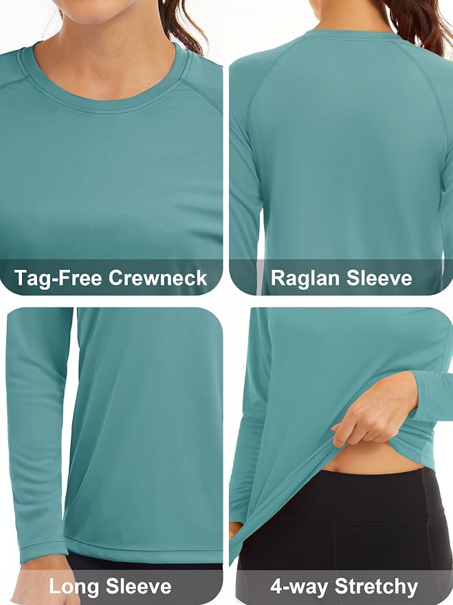MAGCOMSEN Women's Long Sleeve Shirts UPF 50+ Sun Protection Shirts for Hiking Fishing Workout Rash Guard