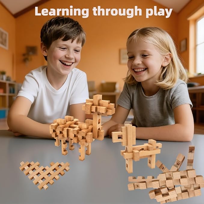 Animal Camel Educational Wooden Building Blocks - 37 Pcs Assembled into More Different Shapes, STEM Toy Gift for Kids, Learning Toys for Ages 3+