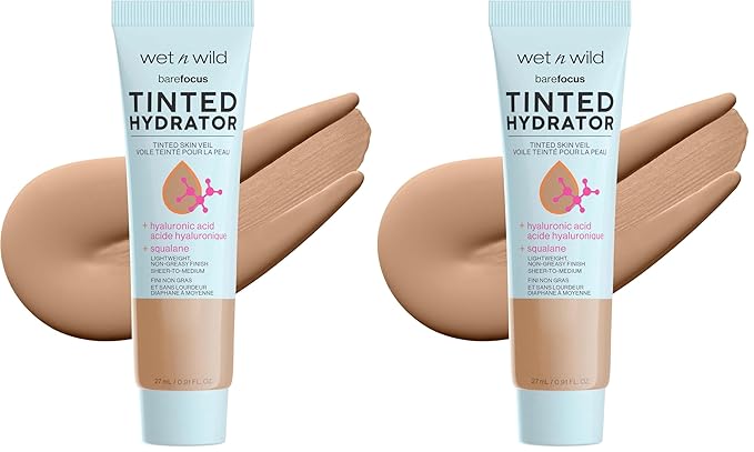 wet n wild Bare Focus Tinted Hydrator Matte Finish, Medium Tan, Oil-Free, Moisturizing Makeup | Hyaluronic Acid | Sheer To Medium Coverage (Pack of 2)