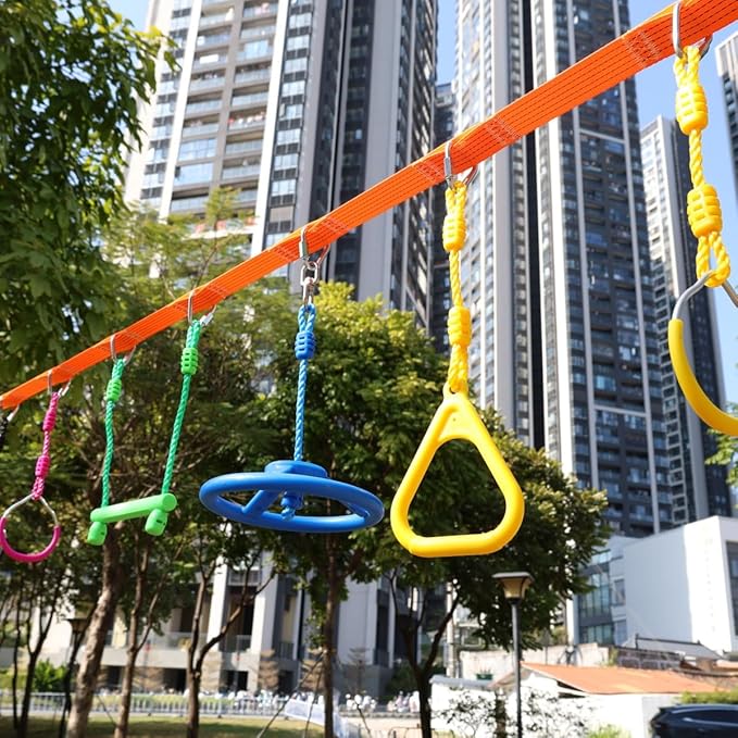 Kids Ninja Monkey Bars 2 Packs for Slackline Accessories for Slackline Obstacle Course for Backyard Attachments to Most Any Home Playground Equipment Sets
