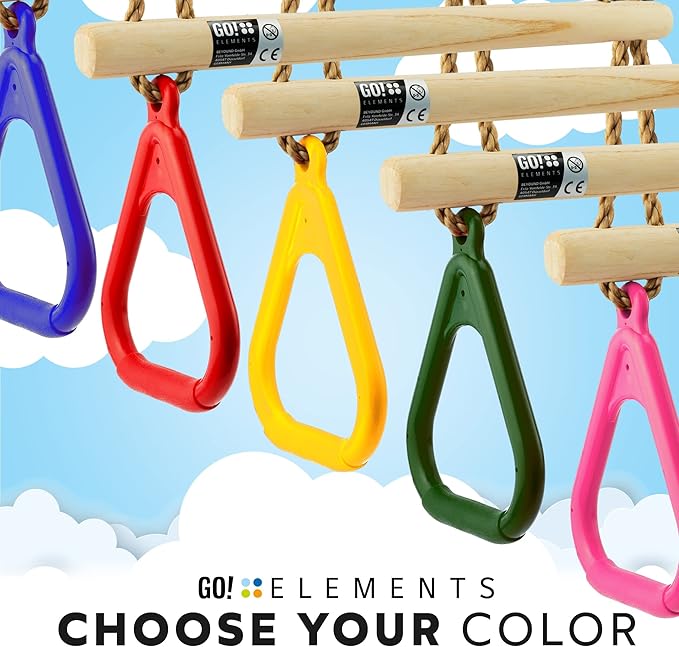 Trapeze Swing Bar for Kids Indoor & Outdoor | Adjustable Trapeze Bar with Rings for Swing Set | Hanging Gymnastics Bar for Monkey Bars, Ninja Course & Play Set