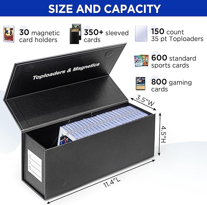 Top loaders Storage Box for Trading Cards, Vertical Magnetic Closure Sports Card Storage Box, Fit Loose Cards, Top loaders, Magnetic Card Holders