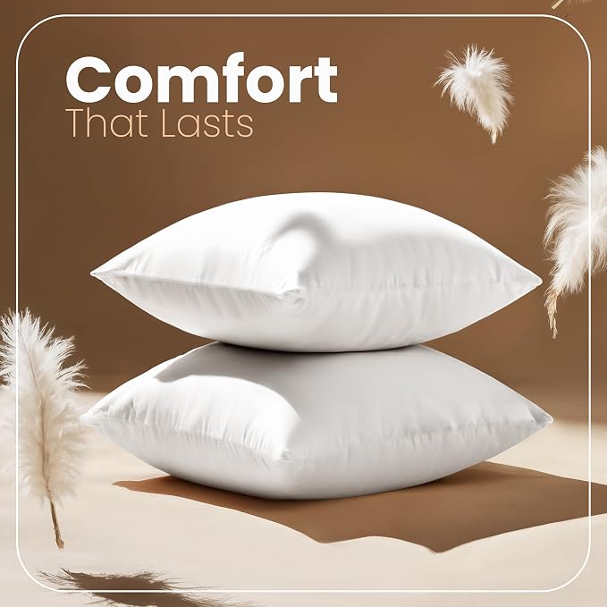 Utopia Bedding 18x18 Pillow Inserts, White Throw Pillows for Couch, 2 Pack | Indoor cushion inserts for bed, sofa & couch, Supportive & fluffy decorative pillows for everyday comfort, Set of 2, White