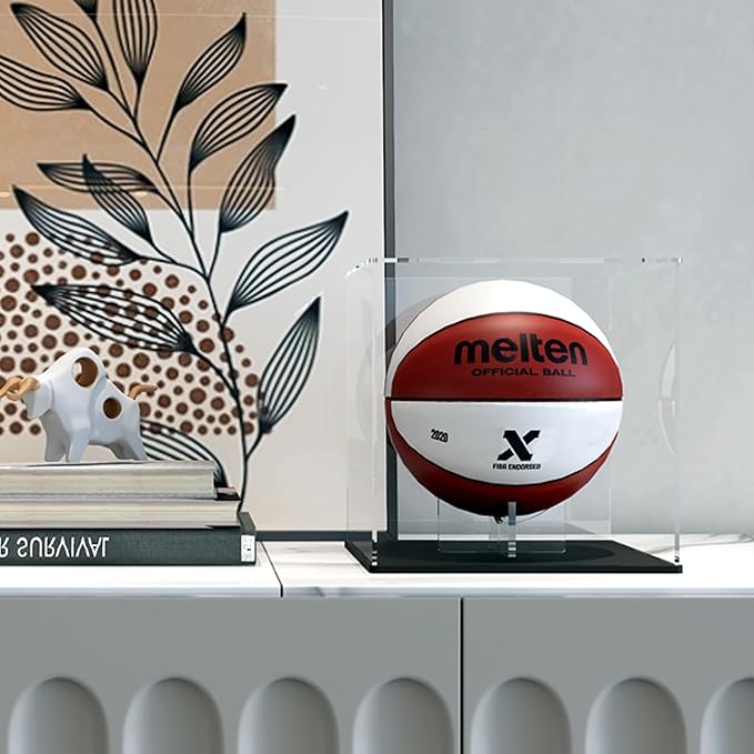 Acrylic Display Case with Detachable Ball Stand, Compatible with Full Size Football, Dustproof Display Box for Exclusive Collectible Sport Memorabilia
