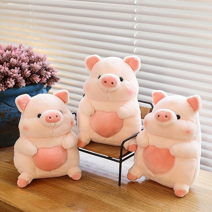 Plush Pig Stuffed Animals Soft Toys Holding Love Heart Dolls Gifts for Girls Girlfriend Lover Pink 8 Inches