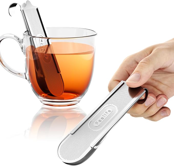 2 Pack Tea Infuser for Loose Leaf Tea, 2-in-1 Tea Scoop Infuser Fine Mesh Tea Strainers for Loose Tea Single Cup, 304 Stainless Steel Loose Leaf Tea Steeper