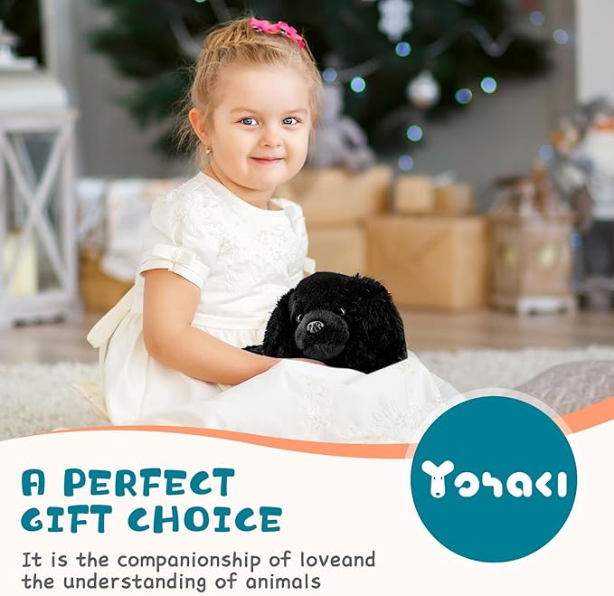Plush Puppy Dog Set - 2 Pack 10 Inch Soft & Fluffy Stuffed Animal Dogs, Huggable Black & Gray Plush Puppies, Cuddly Toy Gift for Kids & Dog Lovers, Machine Washable & Ultra-Soft