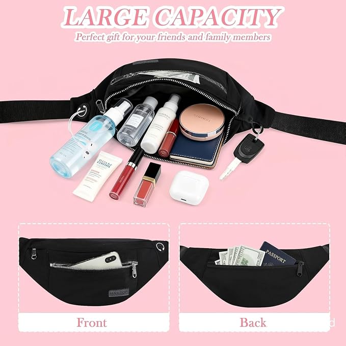 MAXTOP Large Crossbody Fanny Pack with 4-Zipper Pockets,Gifts for Enjoy Sports Festival Workout Traveling Running Casual Hands-Free Wallets Waist Pack Phone Bag Carrying All Phones