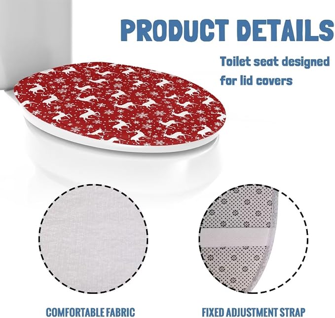 Christmas Deer Toilet Lid Cover, Comfortable Dustproof and Reusable Toilet Seat Cover, Flannel Soft Bathroom Accessories Toilet Lid Cover