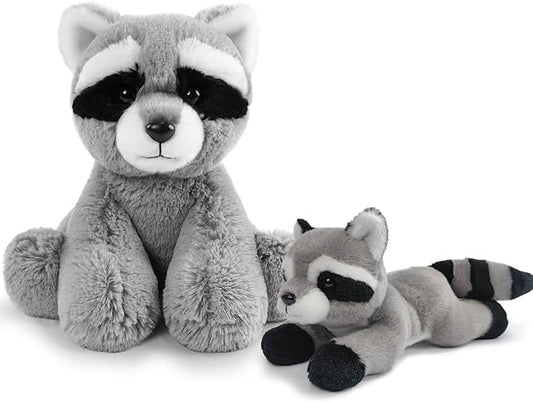 2 Pcs Raccoon Stuffed Animal Toys Set,8 INCH Soft and Plush Stuffed Animals for Girls Realistic Animals Gifts, Cute Soft Raccoon Animal Boys and Girls Toy for Toddlers