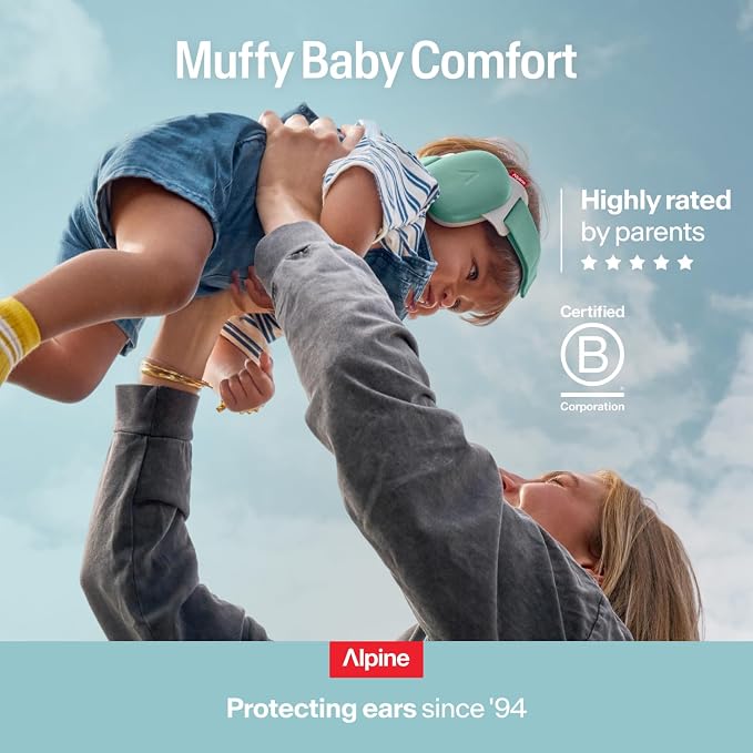 Alpine Muffy Baby Comfort - Protects Hearing for Babies and Toddlers - CE & ANSI Certified - Headband for Safe fit & Comfort - Adjustable for Ages 3-48 Months - 24dB Sound Reduction, Aqua