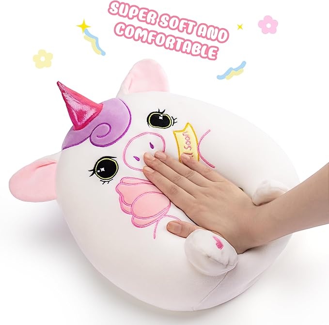 Get Well Soon Unicorn Plush Pillow,13.5" Soft Huggable Stuffed Animal Toy,Patient Feeling Better Gifts for Children, Girls, and Women