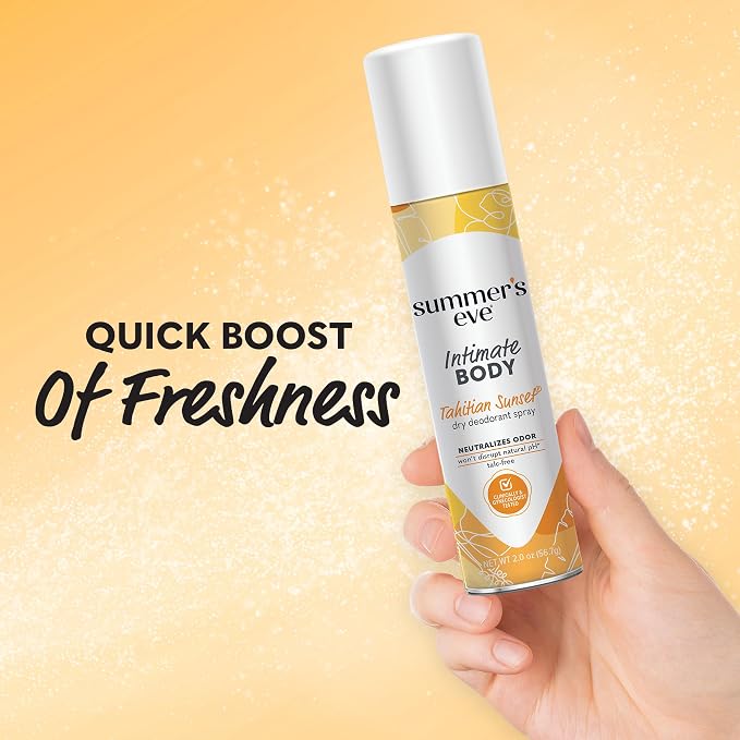Summer's Eve Tahitian Sunset Daily Feminine Spray with Talc-Free, Odor-Neutralizing and Moisture-Absorbing Formula, 2 Oz, Pack of 6
