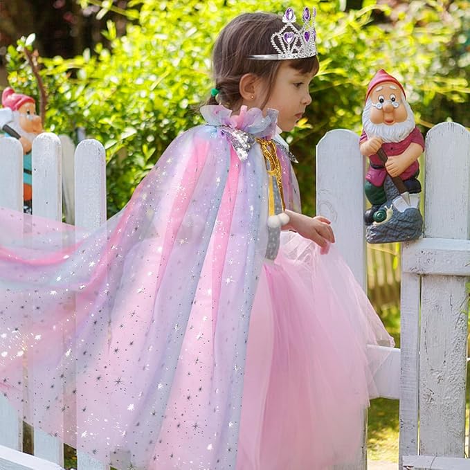 Meland Princess Dress up Clothes for Girl, 11Pcs Princess Cape with Kid Crown Toys,Dresses for Girl 3,4,5,6,7,8 Birthday Gift