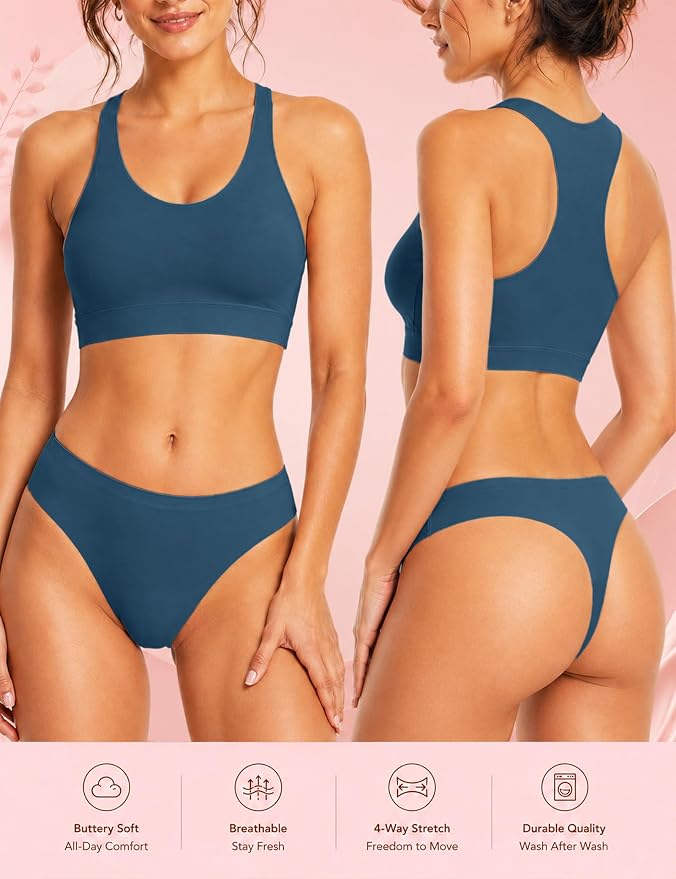 Thongs Seamless Underwear for Women No Show Thong Panty Liners Breathable Sexy Stretch Buttery Soft G-String Panties