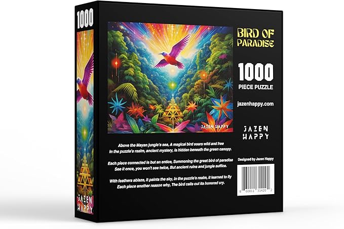 Challenging Jigsaw Puzzle for Adults and Families - 1000 Pieces - Bird of Paradise - Jazen Happy - 27x20 inch - Poster Included Puzzle