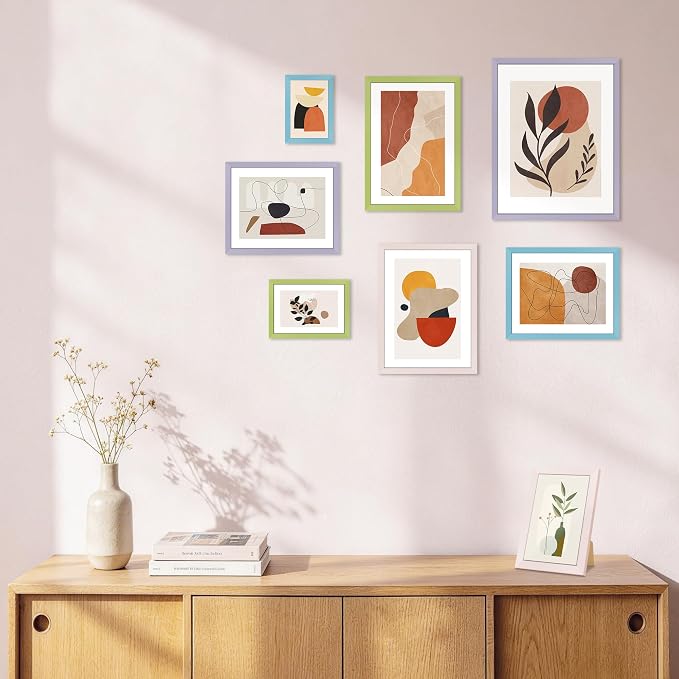 FIXSMITH 5x7 Picture Frame Set of 2, Pink Photo Frame with HD Plexiglass, Display Pictures 4x6 with Mat or 5x7 Without Mat Multi Picture Frames Collage for Tabletop or Wall Display
