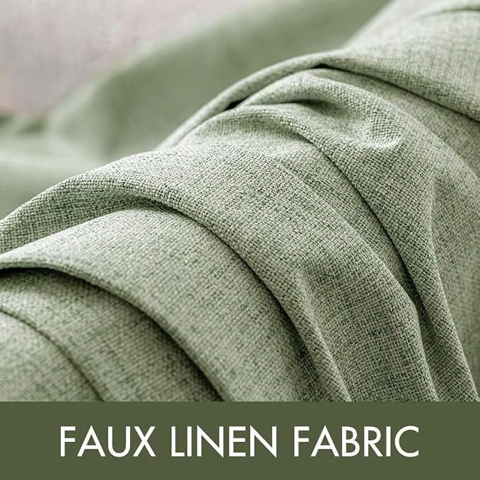 MIULEE Linen Texture Curtains for Bedroom Solid 100% Blackout Thermal Insulated Sage Green Curtains Grommet Room Darkening Drapes for Living Room 52x72 Inch (2 Panels)