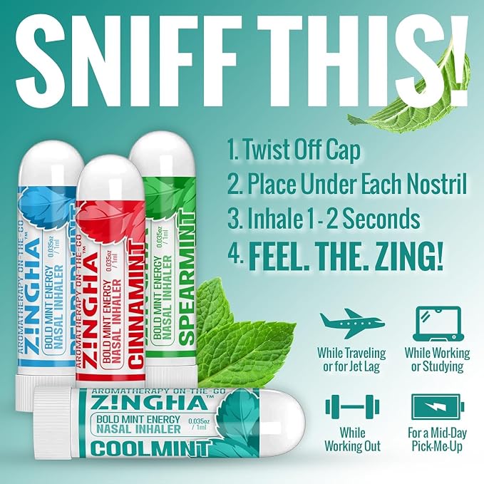 Z!NGHA Natural Aromatherapy Nasal Stick Boost Focus & Enhance Breathing | Portable Sinus Relief & Relaxation Nasal Inhaler Stick | Essential Oil Blend for Stress and Congestion (Mango)