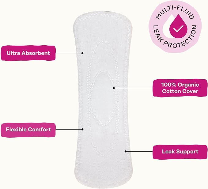 Honey Pot - Perimenopause Long Panty Liners for Women - 100% Organic Cotton Top Sheet - Feminine Care - Multi-Fluid Absorbency - Harmonizing Herbs of Black Cohosh, Clary Sage, & Red Clover - 30ct