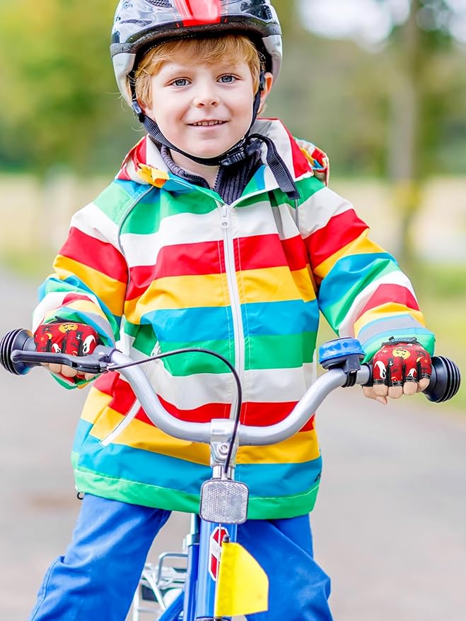 Boao 3 Pairs Kids Half Finger Bike Gloves Non-Slip Breathable Adjustable Birthday Gift for Boys Girls for Bike Workout