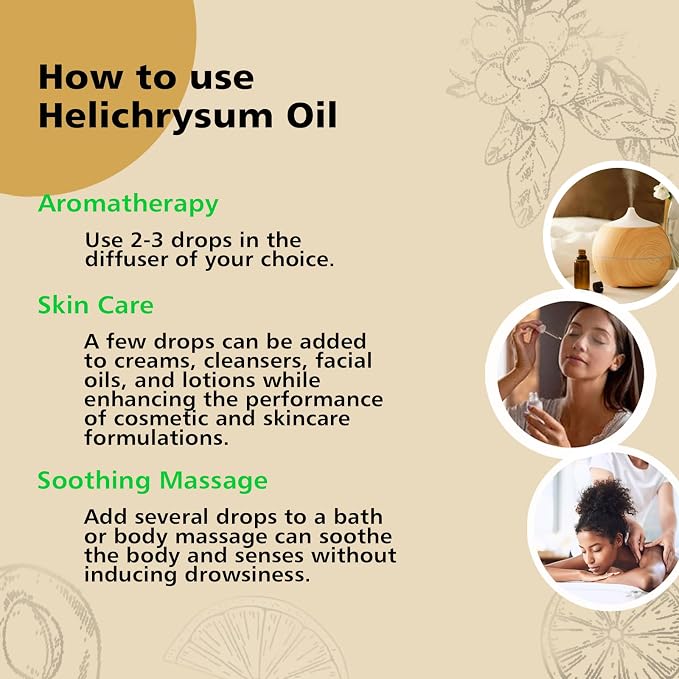 GM Gumili Helichrysum Essential Oil, 100% Pure Helichrysum Oil for Skin, Bruising, Body, Spray & DIY- 100ml