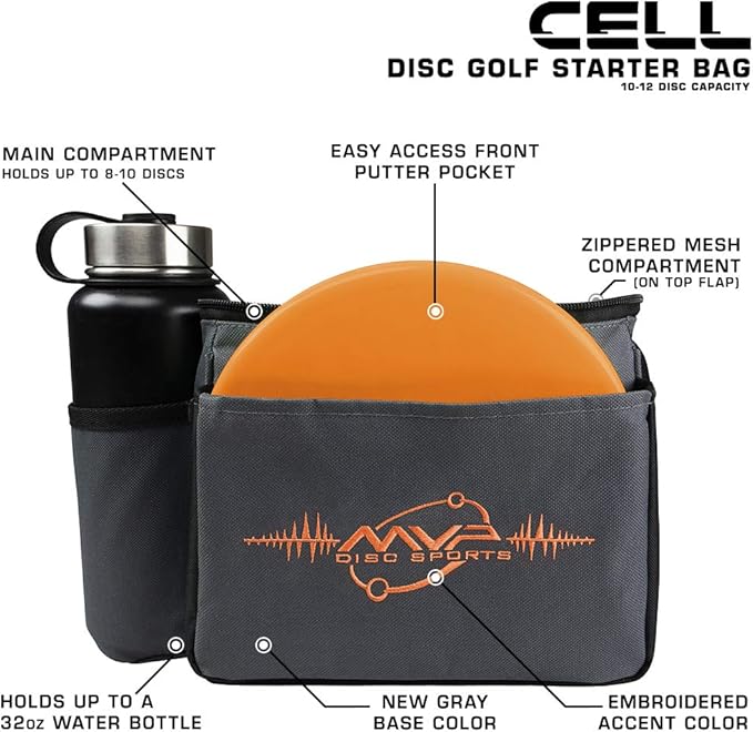 MVP Disc Sports Cell Disc Golf Starter Bag (Choose Your Favorite Color)