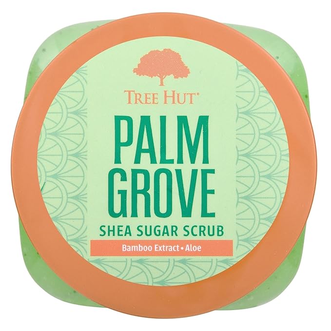Tree Hut Palm Grove Shea Sugar Scrub, Exfoliating, Hydrating & Moisturizing Body Scrub with Shea Butter & Nourishing Essential Oils, Smooth & Soften Skin, 18 oz
