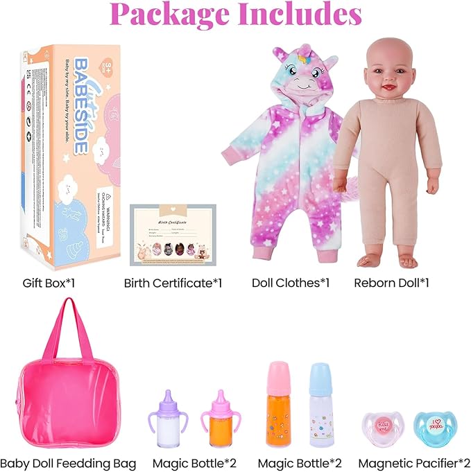 BABESIDE Baby Dolls, 17inch Large Realistic Cute Soft Body Baby Doll Real Life Baby Dolls with Accessories for 3+ Year Old Girls Gifts, Pretend Play, Collection