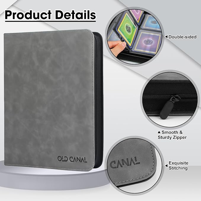 Top Loader Binder, 9 Pockets Card Binder Holds 252 Top Loaders, Premium Trading Card Collection Holder, Top Loader Storage Album for TCG, Sports Cards, Gray (FOR TOP LOADERS ONLY)