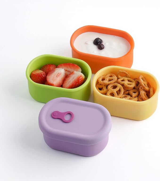 Korean Silicone Food Container, Steam Vent, 7 floz 4-Piece Set | Microwave & Freezer Safe, Leakproof, Airtight, Dishwasher Safe, BPA Free