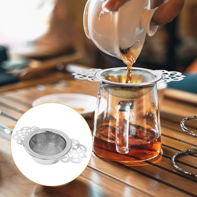 Waziaqoc 4 Pack Tea Fine Mesh Tea Strainers with Bowl, Stainless Steel Loose Leaf Tea Filter for 2.5-4 Inch Cup Mouth, Silver