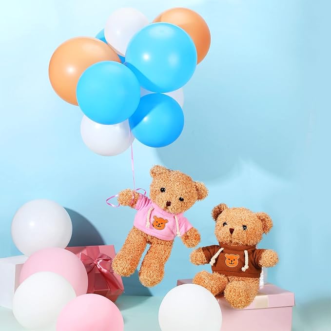 Aoriher 2 Pieces Christmas Stuffed Bears Animal Plush Gifts Prom 11.8 Inch Soft Bear Clothes Bear Plush for Newlyweds Mom Grandma Women Baby Shower Party Favor