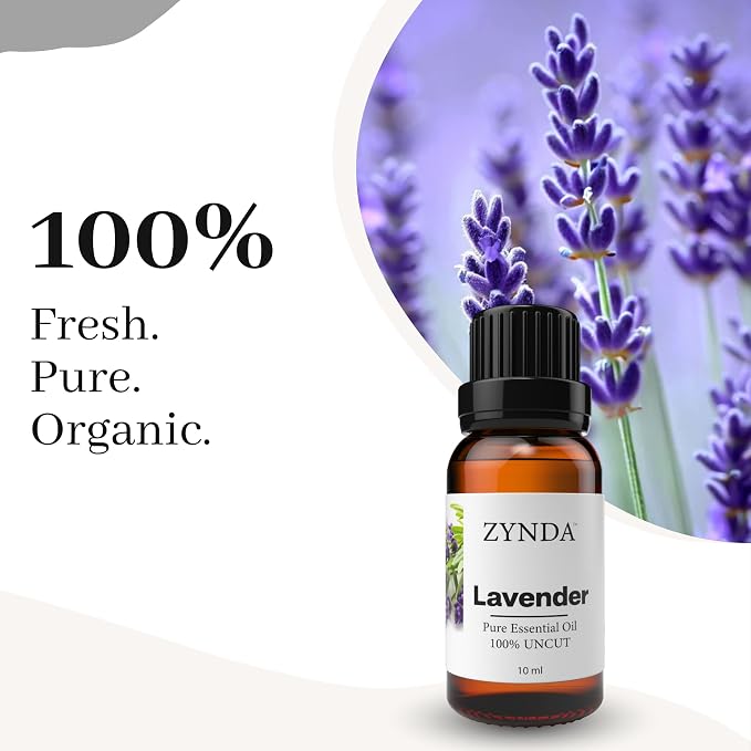 Lavender Essential Oil Pure & 100% Natural – Premium Organic Lavender Oil for Skin, Hair Care, Diffuser & Aromatherapy & Body Massage, Calming Lavenders Extract, 3rd Party Lab Tested – 10ml