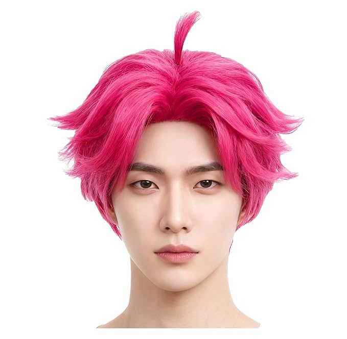 Men Abby Saja Costume Wig Anime Demon Boys Cosplay Props Halloween Party Outfit Accessories Merch Red