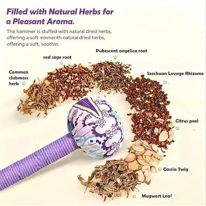 Manual Wormwood Massage Hammer – 12.5 Inch Handmade Natural Herb Tapping Stick, Relaxation & Comfort Massage Tool for Home Office