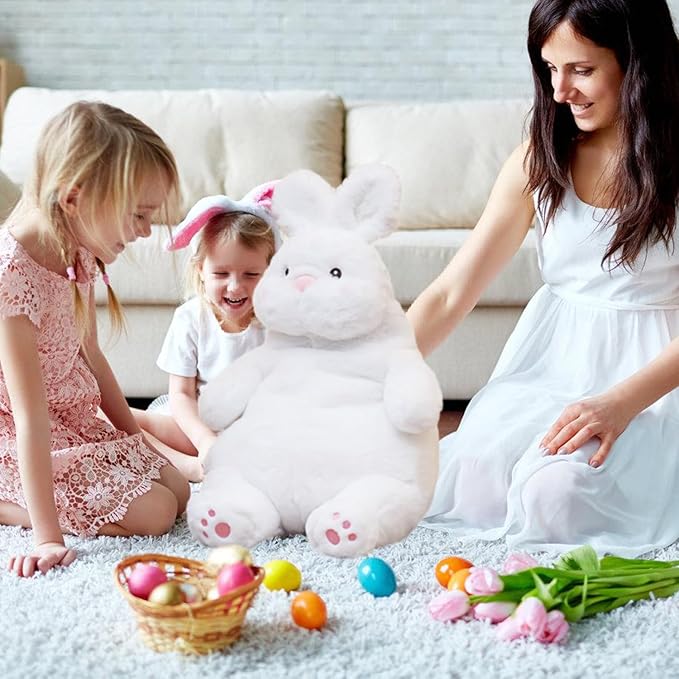 ARELUX Giant 22in Big Rabbit Plush Large Stuffed Animal Hugging Pillow: Soft Jumbo Sleeping Body Warm Fluffy Pillow Adorable Chubby Plushie Toy Gifts for Boys Girls