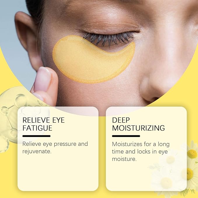 Gold Collagen Under Eye Mask Patches, 60 Pcs Anti-Aging Hydrating Eye Treatment for Dark Circles, Puffiness, Wrinkles and Fine Lines with Hyaluronic Acid