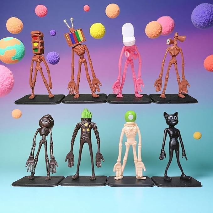 6 PCS Siren Head Toys Action Figure Horror Model Doll Gift for Kids Birthday Halloween Christmas Party Toys (8 PCS)