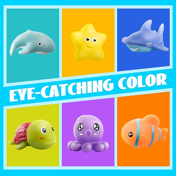 Hely Cancy Bath Toys for Kids - No Hole Baby Bath Toys for 1 Year Old Infant Boys Girls Shower Water Pool Toys