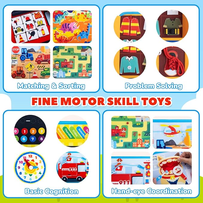 teytoy Toddler Busy Board -Montessori Toys for Kids Toddlers,Sensory Toys Educational Activity Board for Preschool Learning Fine Motor Skills,Boys Girls Travel Toys Gifts Busy Book