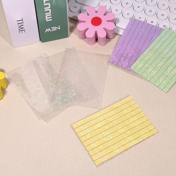 400pcs Love Heart-Shape Photocard Sleeves, 9.1x6.5cm/3.58x2.56in Holographic Foil Card Protector Covers for Trading Cards Photocards