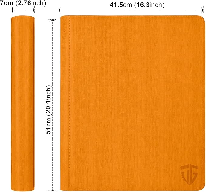 16 Pocket Toploader Binder,Holds 640 3”x4” Toploader Hard Cases,Sleeves Card Collection Binder,20 Double Sided Pages,Compatible with Trading & Sports Holder(Orange)