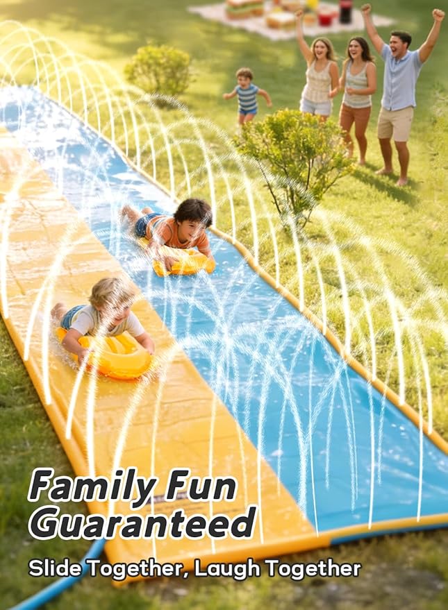 Spring Water 30FT Slip and Slide, Extra Long Water Slide for Kids and Adults, Slip n Slide with 2 Inflatable Bodyboards and Sprinkler, Giant Summer Heavy Duty Water Slides Outdoor Toys for Backyard