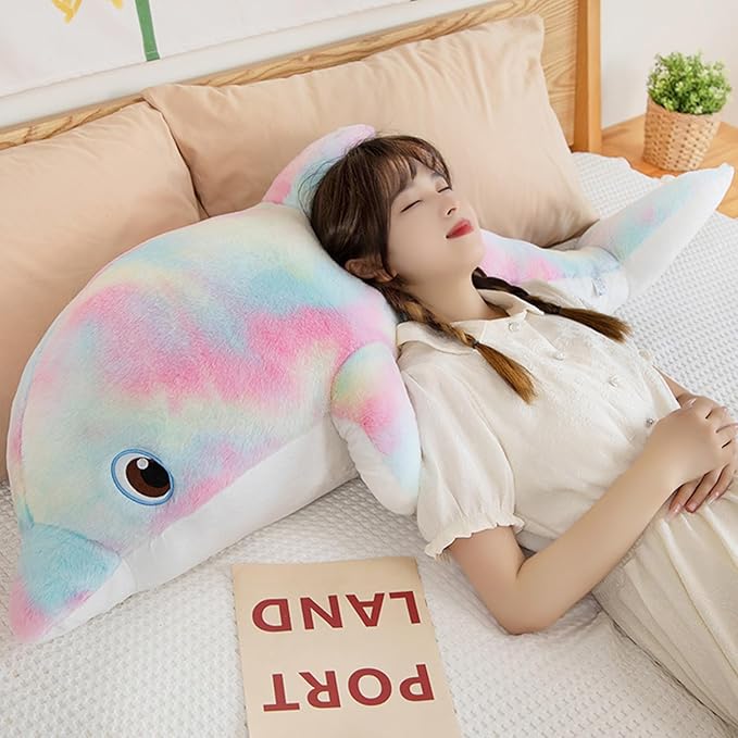 Dolphin Plush Toy, Stuffed Animal, Plush Pillow, Super Soft Sea Animal Plush Toys, Gifts for Kids, Sea Critters (Pinkish Yellow, 19.2 Inches)