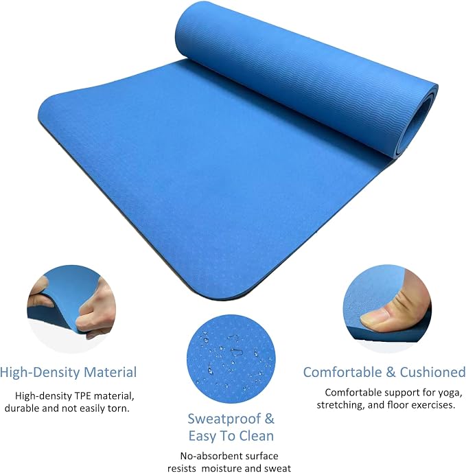 Thick and Wide Yoga Mat 72''x24''/35''(8mm/10mm) for Women and Men, Durable & Cushioned Yoga Mat with Carrying Strap for Pilates, Stretching and Home Workout