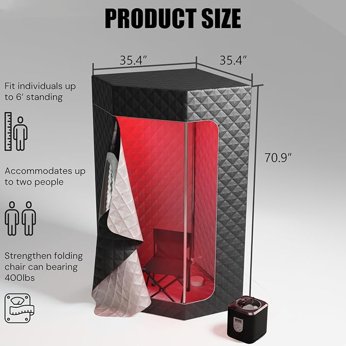 Portable Steam Sauna Tent for Home 3L Infrared Sauna for Indoor, Outdoor, Gym, Spa