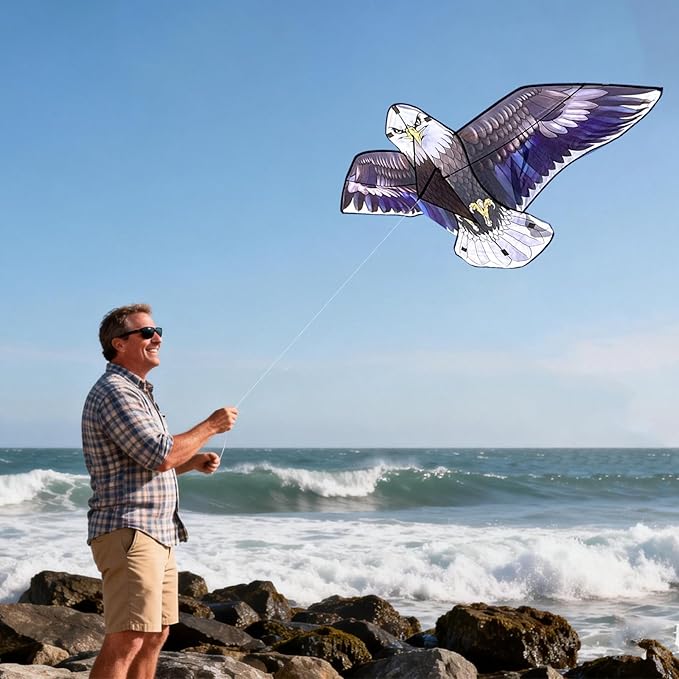 Bald Eagle Kite for Adults and Kids, Huge Kites Easy to Fly Single Line Kite for Beach Trip