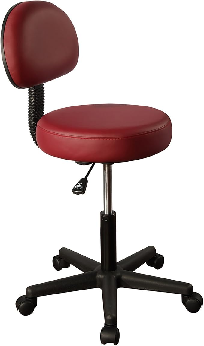Master Massage Pneumatic Hydrolic Rolling Massage Clinical Spa Tattoo Office Swivel Stool with Backrest, Black